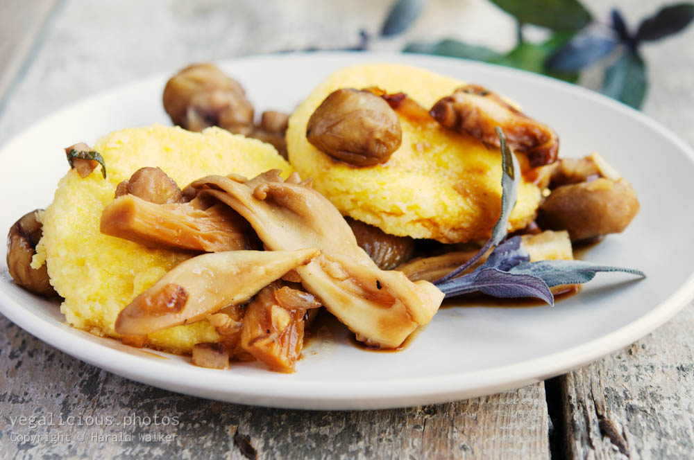 Stock photo of Polenta with chestnuts and Mushrooms