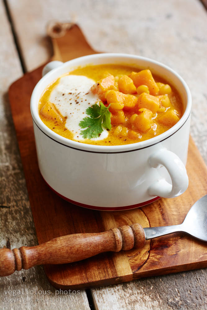 Stock photo of African Spiced Yellow Split Pea and Sweet Potato Soup