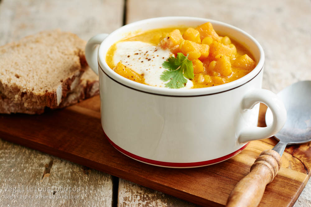 Stock photo of African Spiced Yellow Split Pea and Sweet Potato Soup