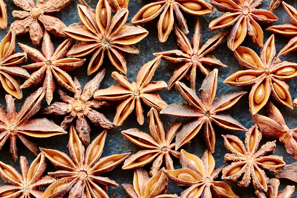 Stock photo of Star anise fruits and seeds