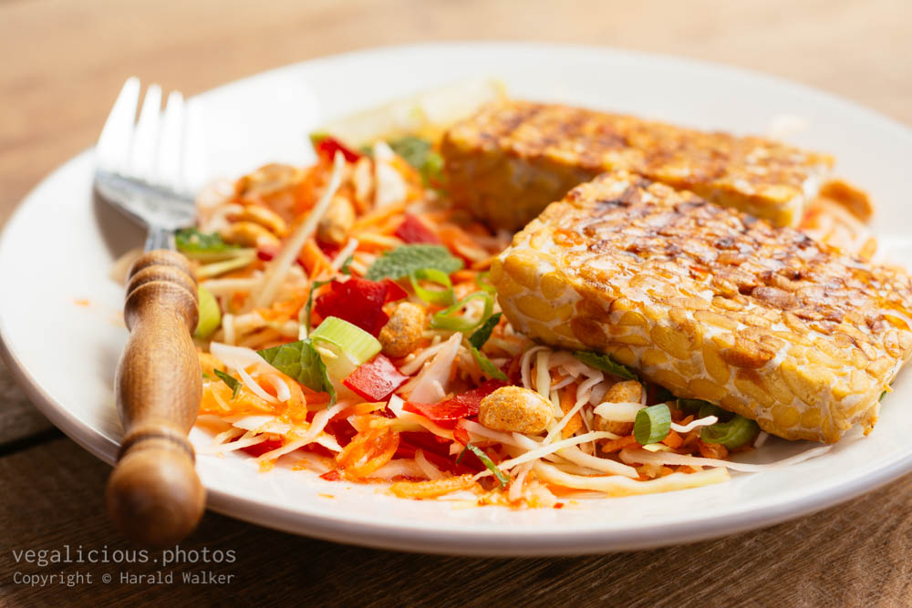 Stock photo of Grilled Tempeh on Vietnamese Salad