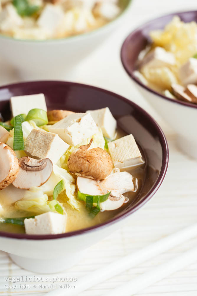 Stock photo of Miso Soup with Cabbage, Mushrooms and Tofu