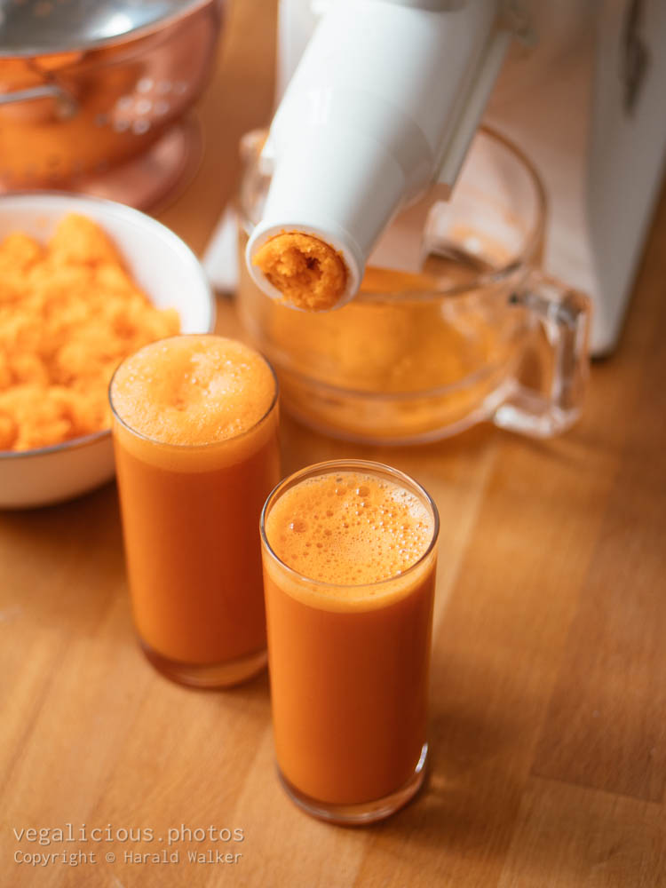Stock photo of Freshly squeezed carrot juice