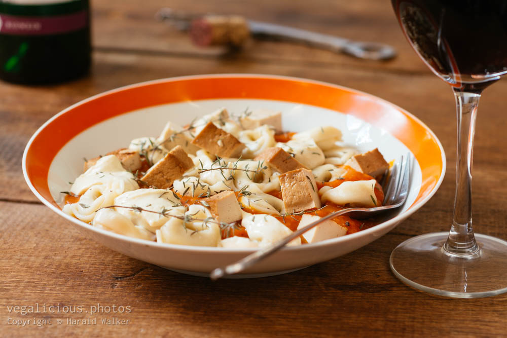 Stock photo of Tortellini with Pumpkin Sauce, Ricotta and Tofu