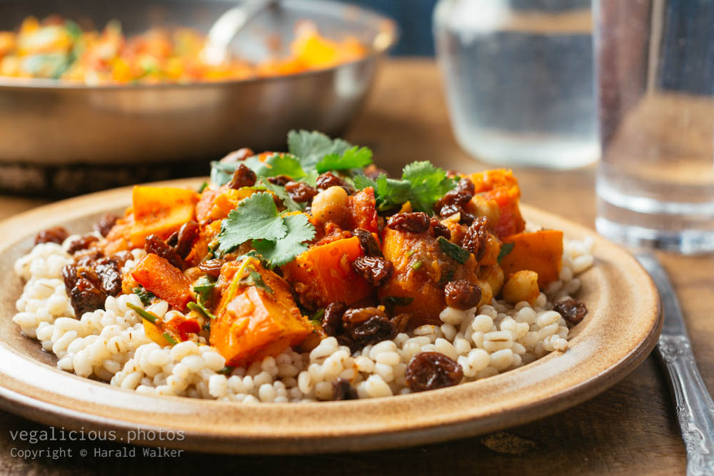 Stock photo of Moroccan Tajine with Winter Squash and Chickpeas