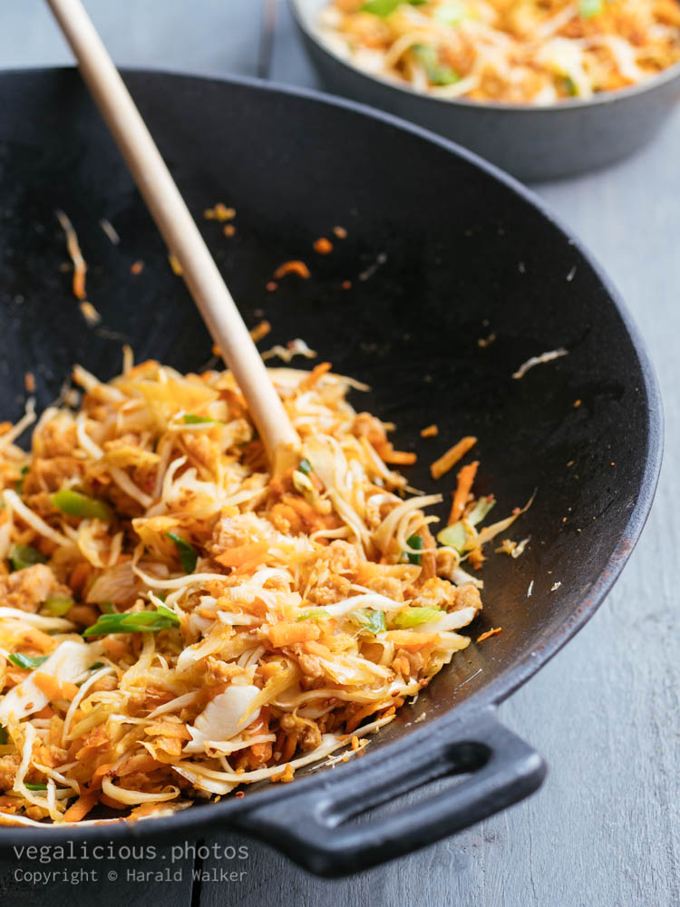 Stock photo of Making TVP and Cabbage Stir-fry