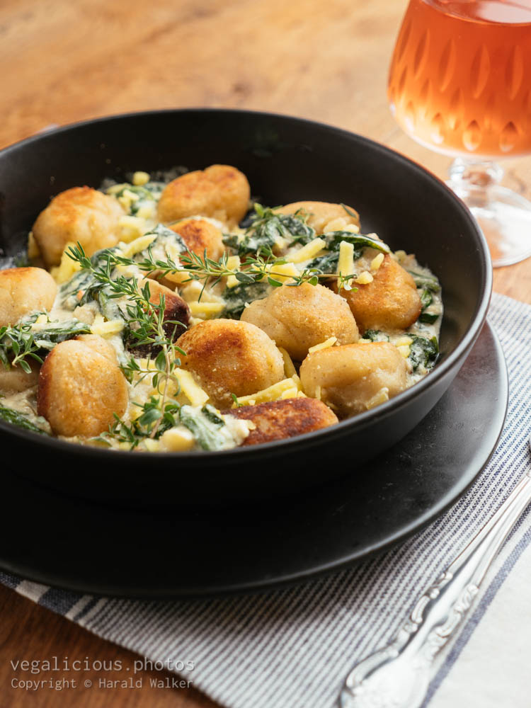 Stock photo of Cauliflower Gnocchi with Creamed Spinach Sauce