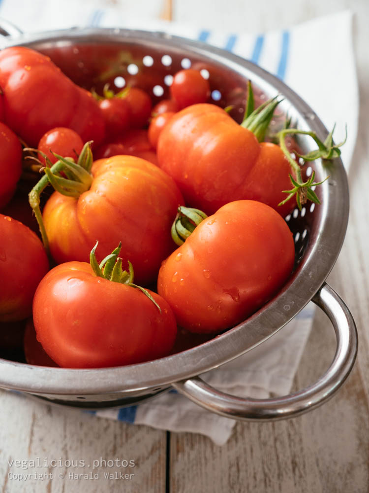 Stock photo of Heirloom and cherry tomatoes