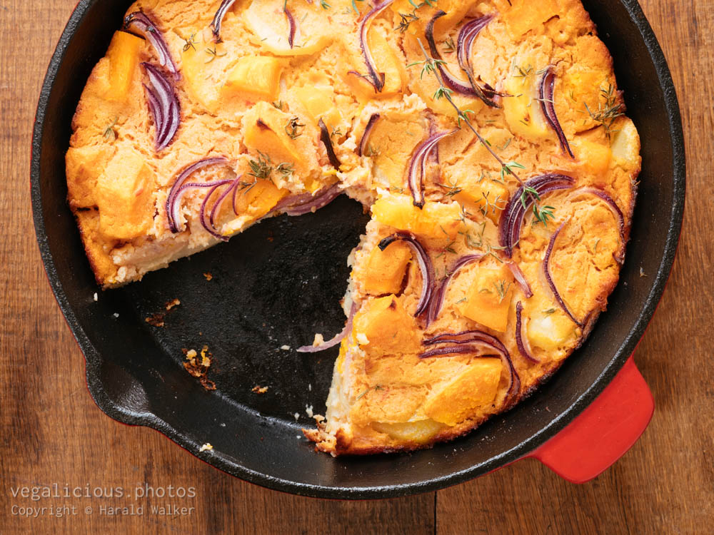 Stock photo of Vegan Spanish Tortillia with Squash and Red Onions