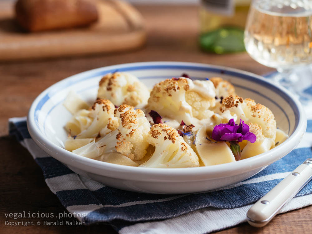 Stock photo of Roasted Cauliflower on Pasta