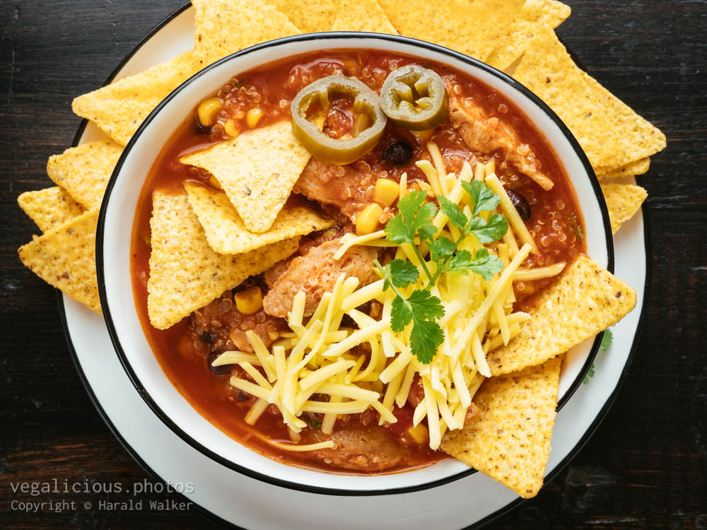 Stock photo of Mexican Tortilla TVP and Quinoa Soup