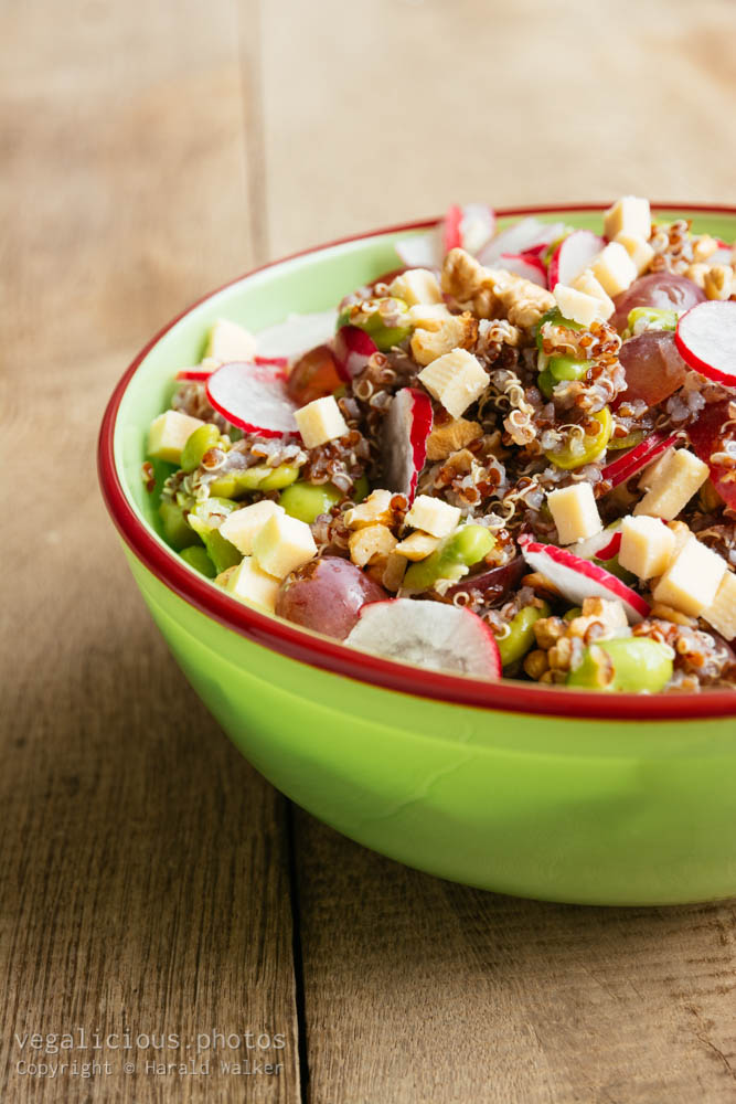 Stock photo of Quinoa Salad with Walnuts, Fava Beans, Radishes and Soy Cheese