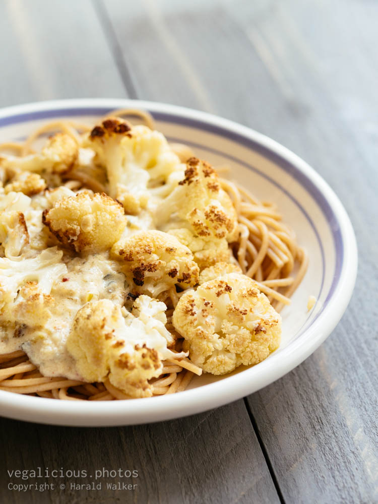 Stock photo of Roasted cauliflower with pasta