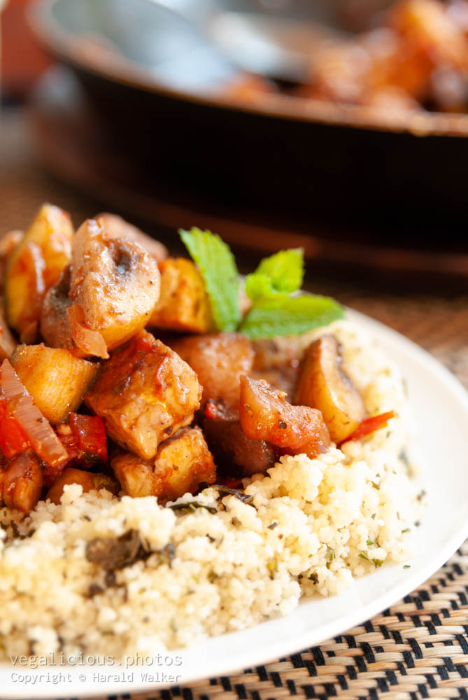 Stock photo of Tempeh Eggplant Ragout with Minted Couscous
