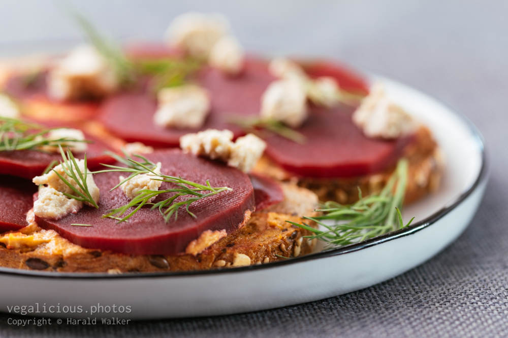 Stock photo of Pickled Beets on Toast with Vegan Feta