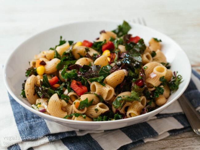 Red Russian Kale Pasta Salad Vegaliciousphotos