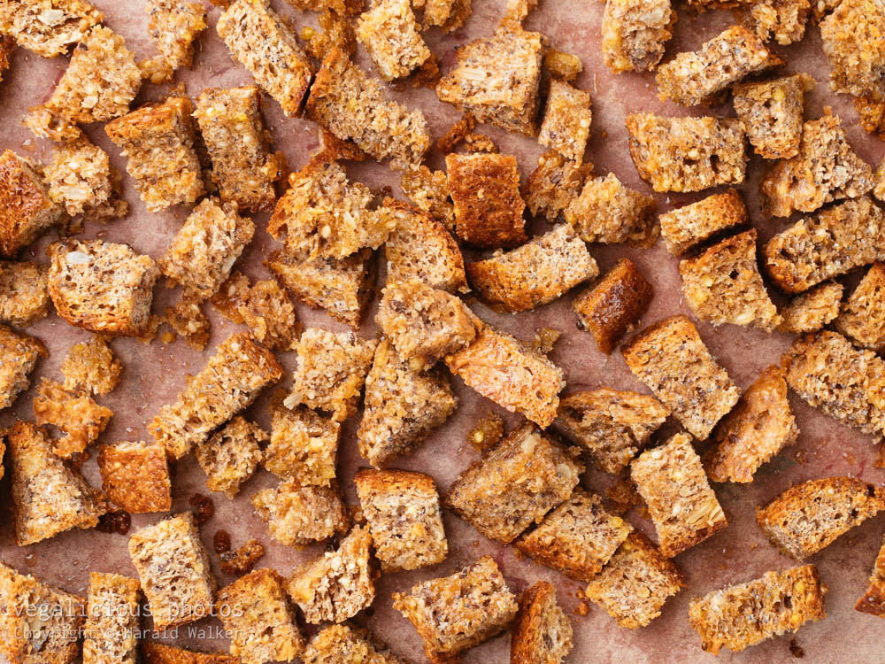 Stock photo of Whole grain bread croutons