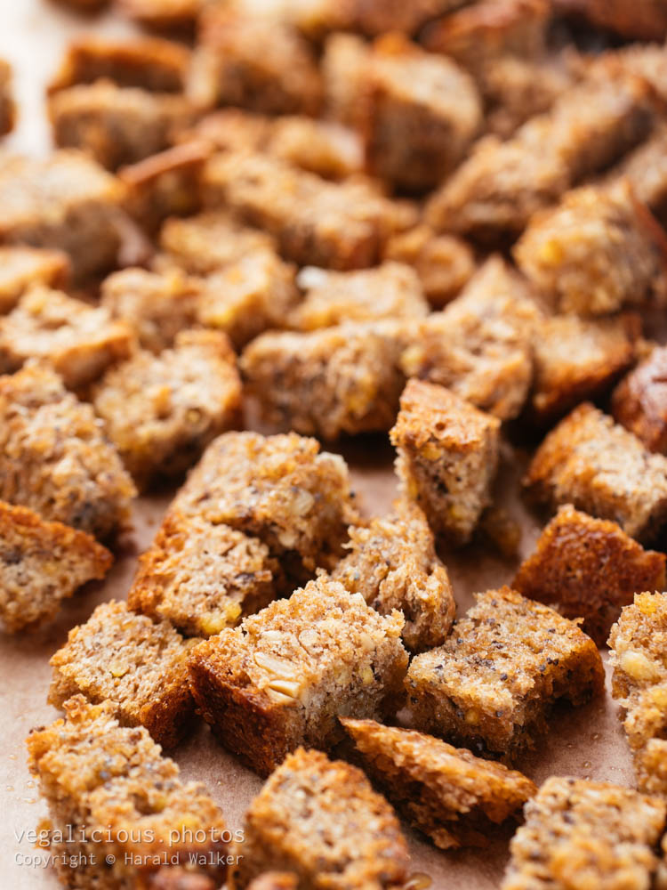 Stock photo of Whole grain bread croutons