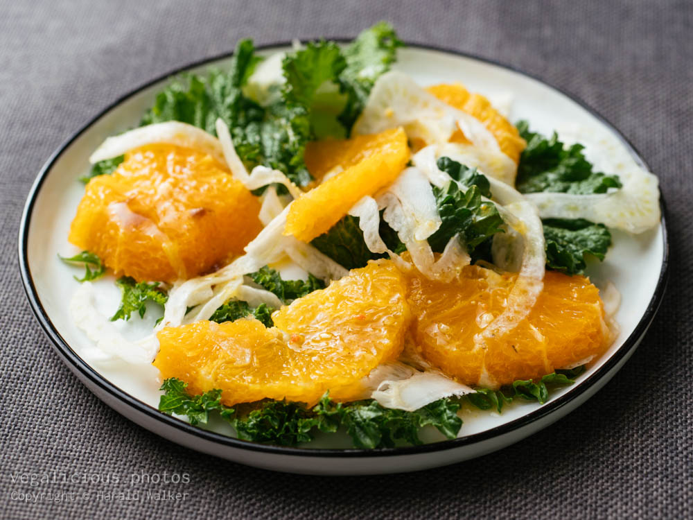 Stock photo of Fresh Mustard Greens with Fennel and Oranges