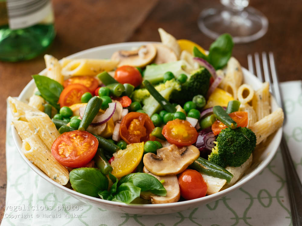 Stock photo of Creamy Vegan Pasta with Garden Vegetables