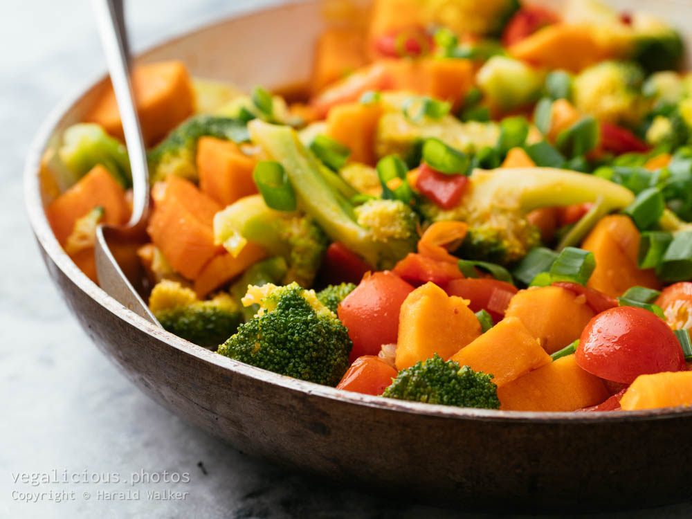 Stock photo of Broccoli and Sweet Potato Stir fry
