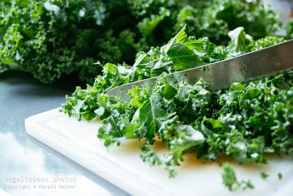 Stock photo of Cutting kale