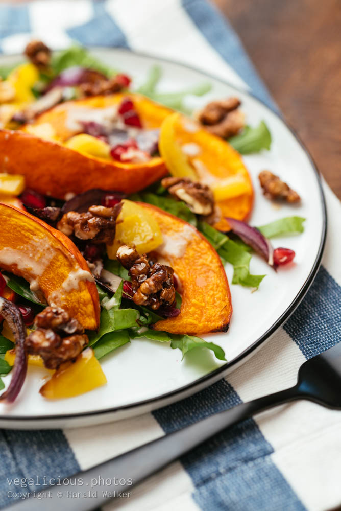 Stock photo of Fall Salad with Swiss Chard and Hokkaido Squash