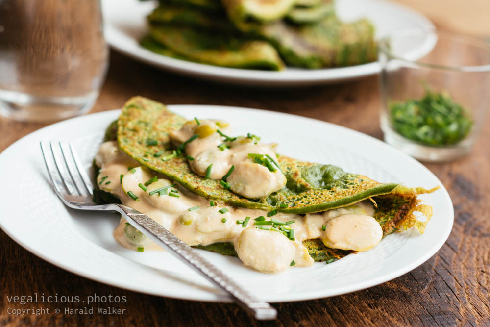 Stock photo of Spinach pancakes with fava beans