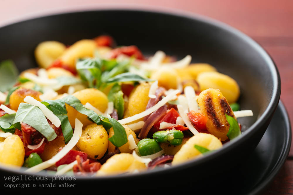 Stock photo of Gnocchi with Fava Beans, Sundried Tomatoes and Sweet Bell Pepper