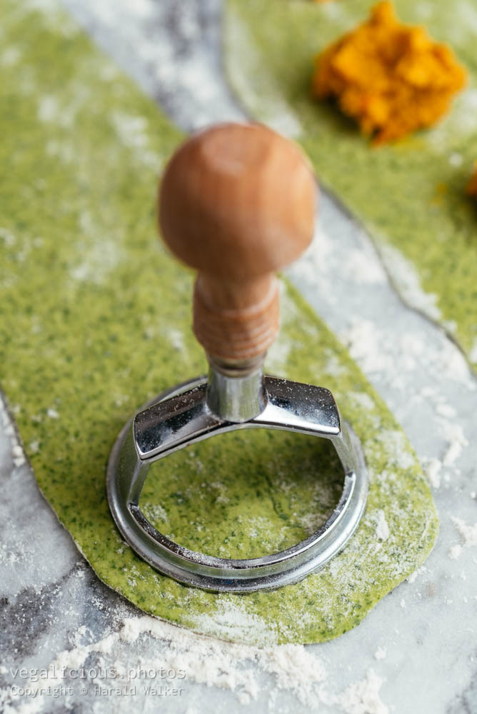 Stock photo of Making spinach ravioli