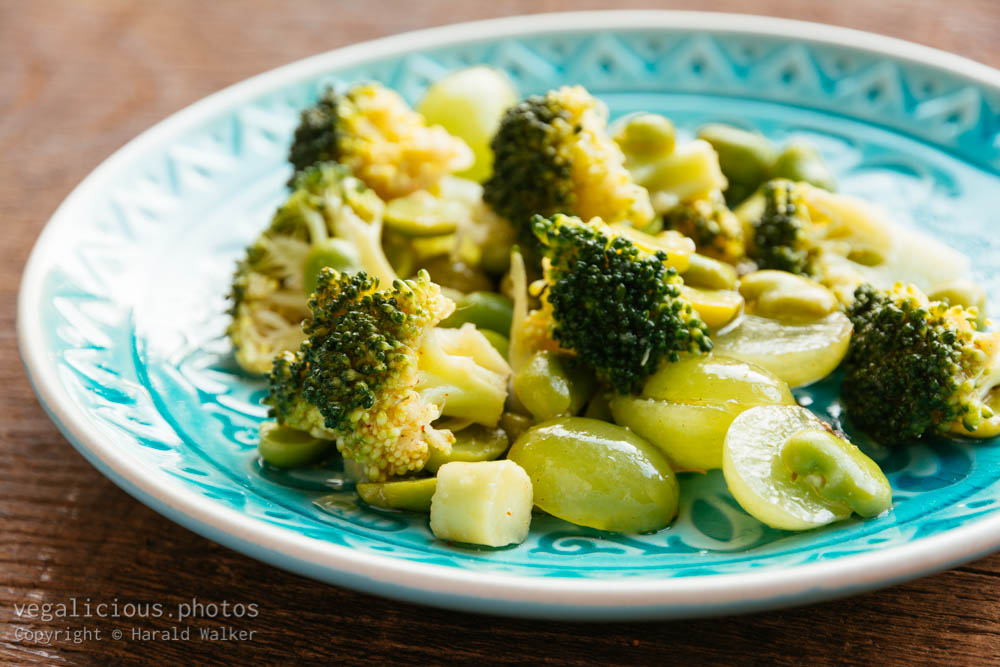 Stock photo of Broccoli, Fava Bean and Grape Salad