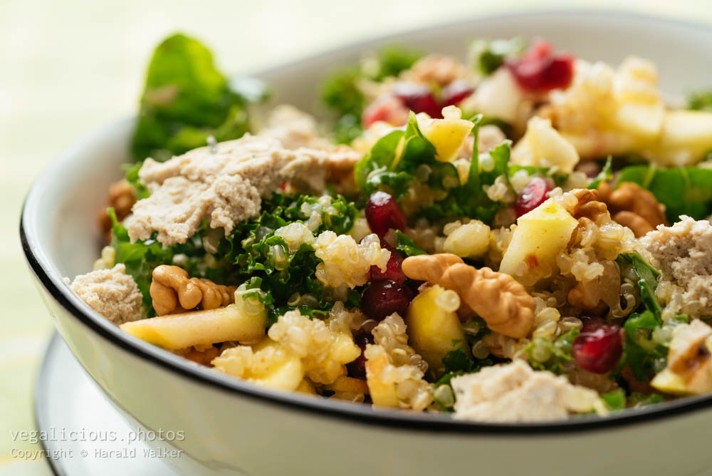 Stock photo of Kale Salad with Apples, Walnuts and Pomegranates