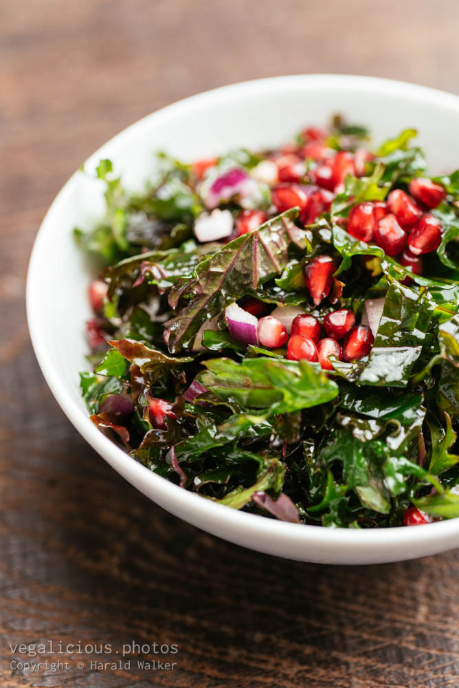 Stock photo of Red Russian Kale with Pomegranates