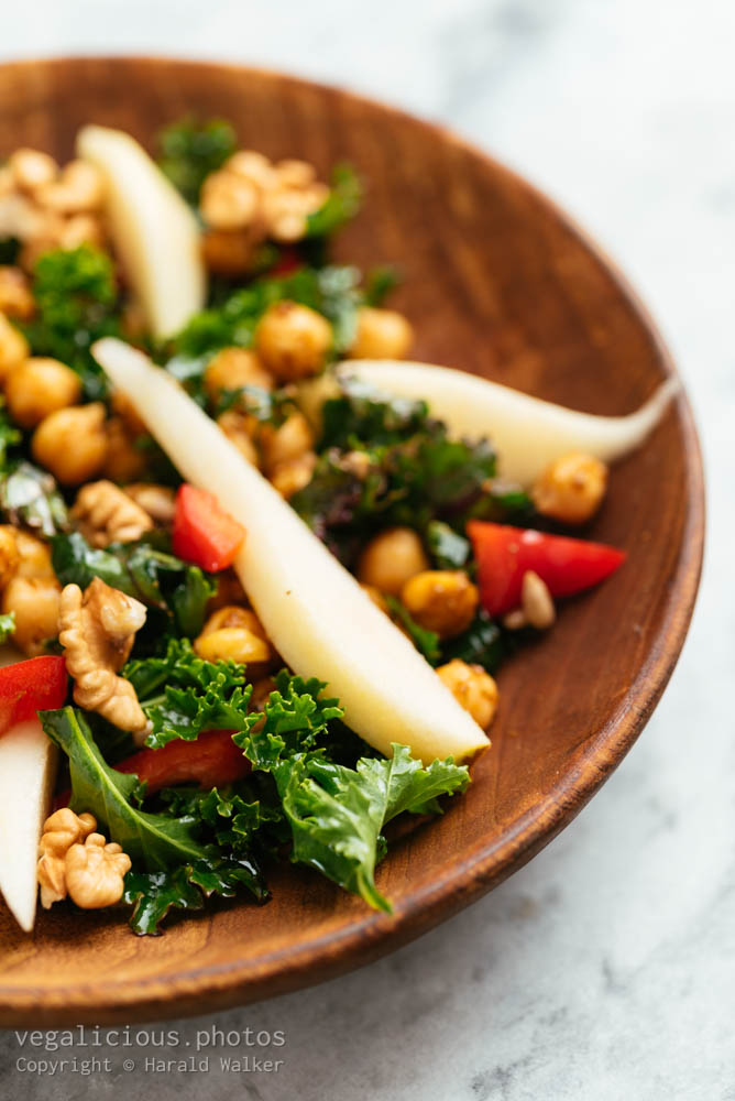 Stock photo of Spicy Kale Salad with Pears and Walnuts