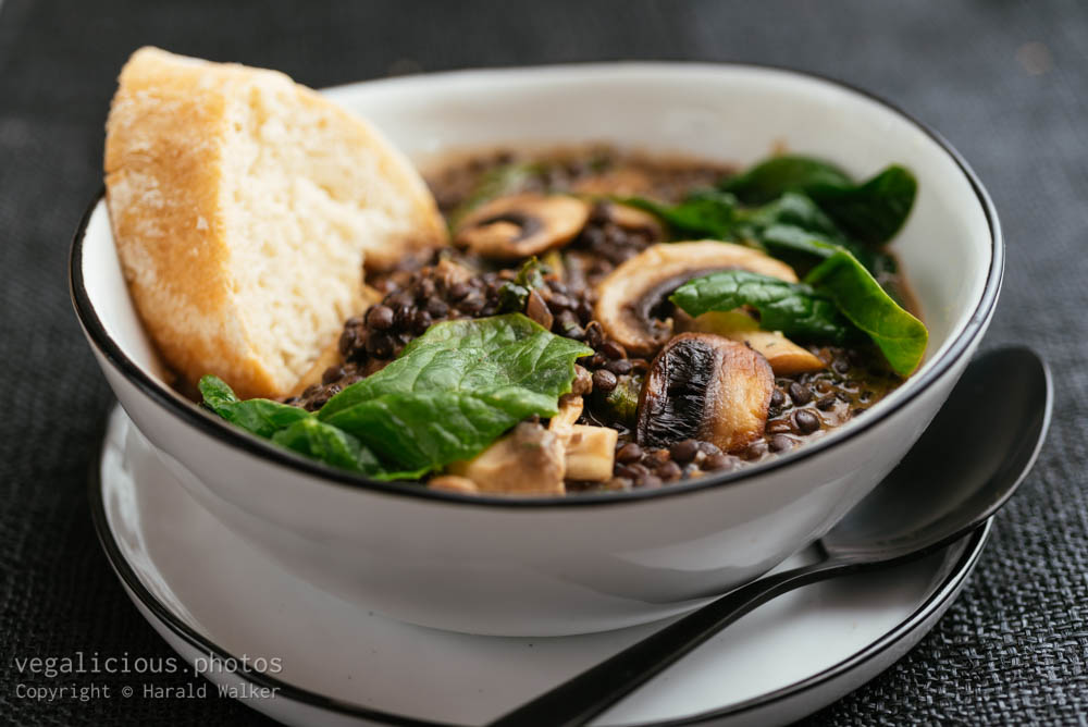 Stock photo of Creamy Mushroom and Black Lentil Stew