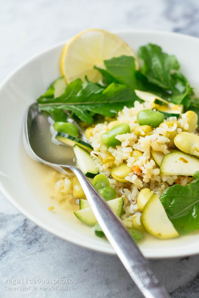 Stock photo of Lemony Fava Bean and Rice Soup