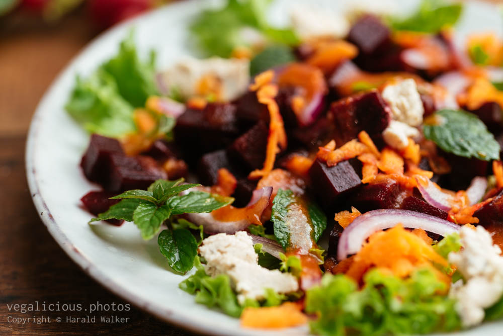 Stock photo of Beet and Carrot Salad with Rose Hips Dressing