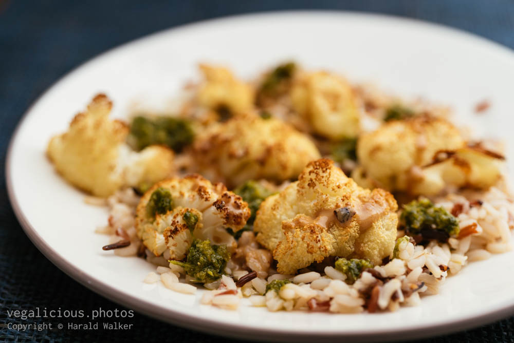 Stock photo of Roasted Cauliflower on Mixed Rice
