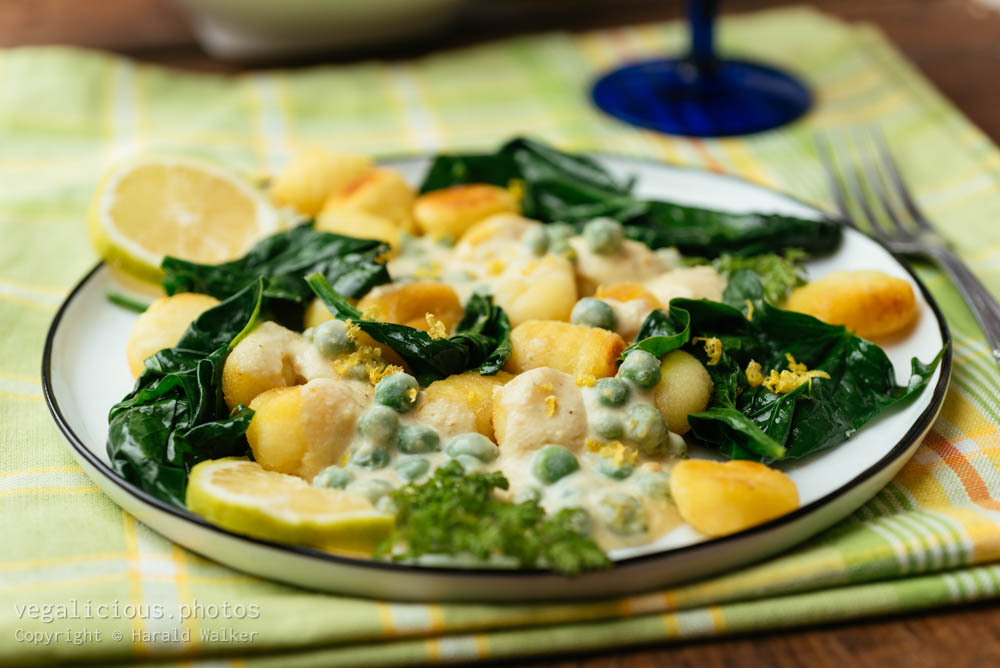 Stock photo of Gnocchi with Peas, Spinach and a Creamy Lemon Sauce
