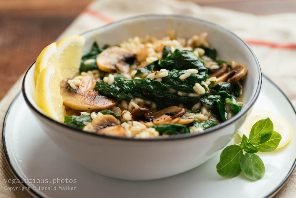 Stock photo of Lemony Spinach and Mushroom Risotto