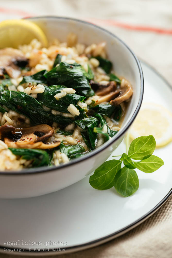 Stock photo of Lemony Spinach and Mushroom Risotto