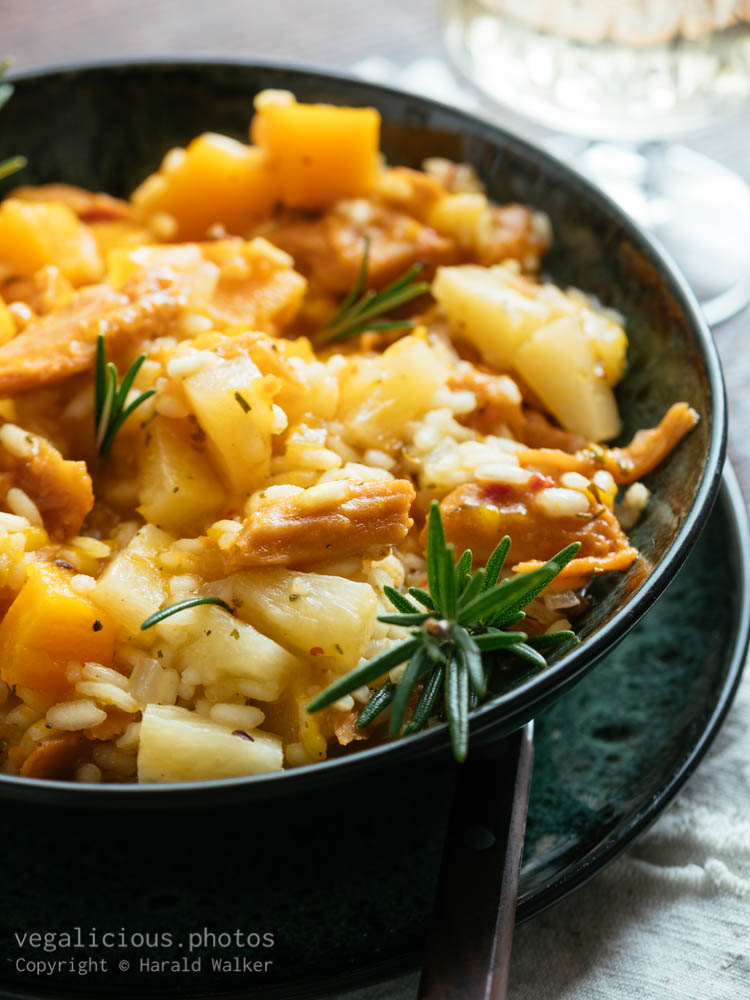 Stock photo of Risotto with Winter Squash, Vegan Protein and Pineapple Pieces