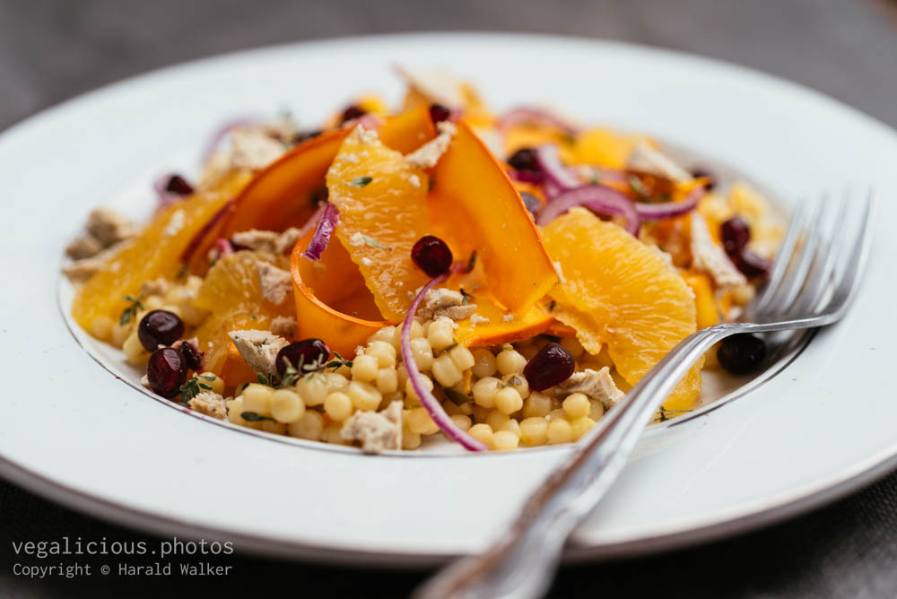 Stock photo of Marinated Squash and Oranges on Couscous