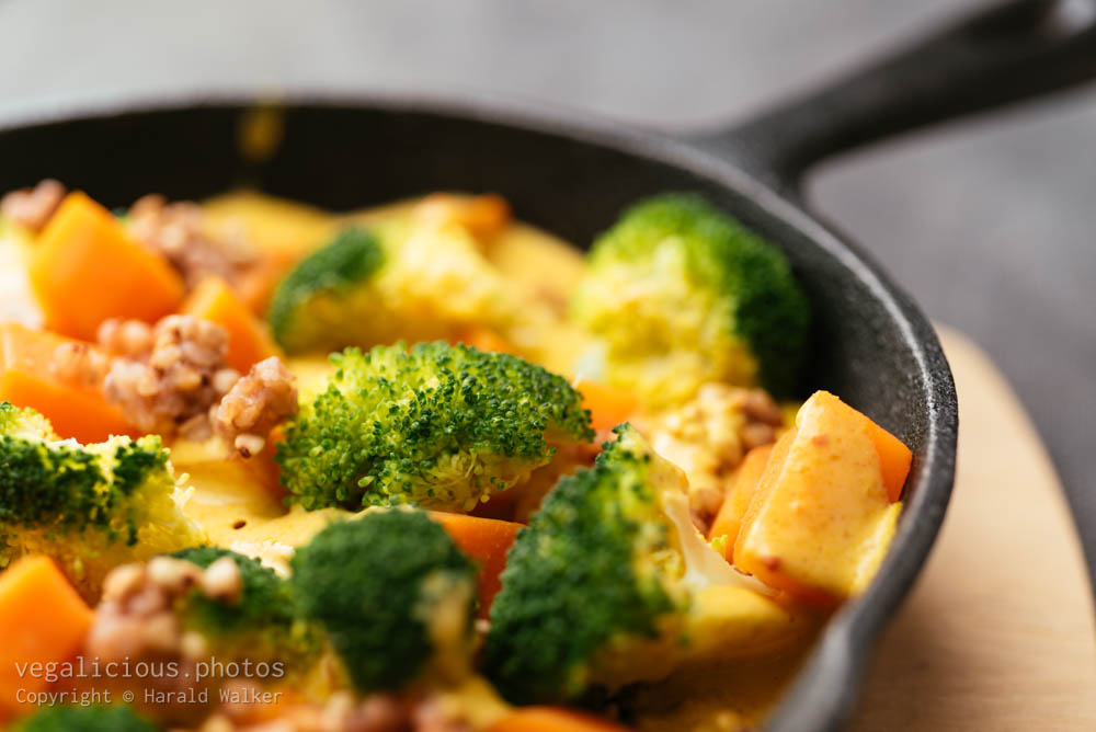 Stock photo of Sweet Potato and Broccoli on Buckwheat with Curry Sauce