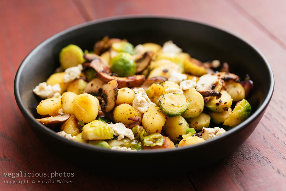 Stock photo of Brussels Sprouts, Gnocchi with Mushrooms