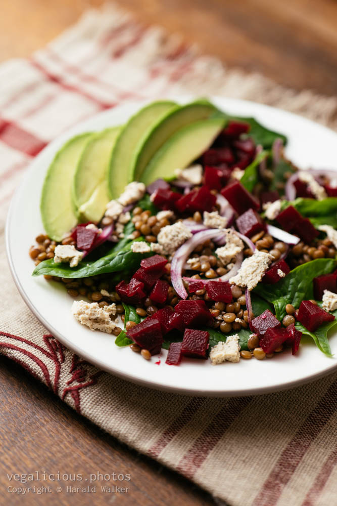 Stock photo of Lentil, Beet, Spinach Salad