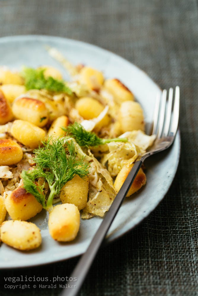 Stock photo of Gnocchi with Savoy Cabbage, Walnuts and Fennel Seeds