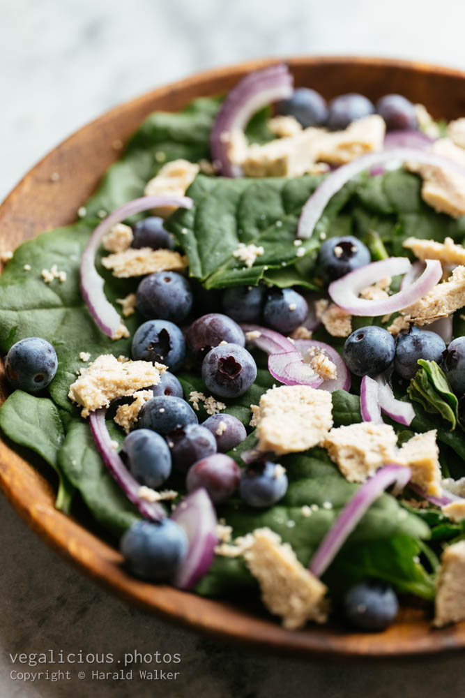 Stock photo of New Zealand Spinach with Blueberries and Vegan Feta