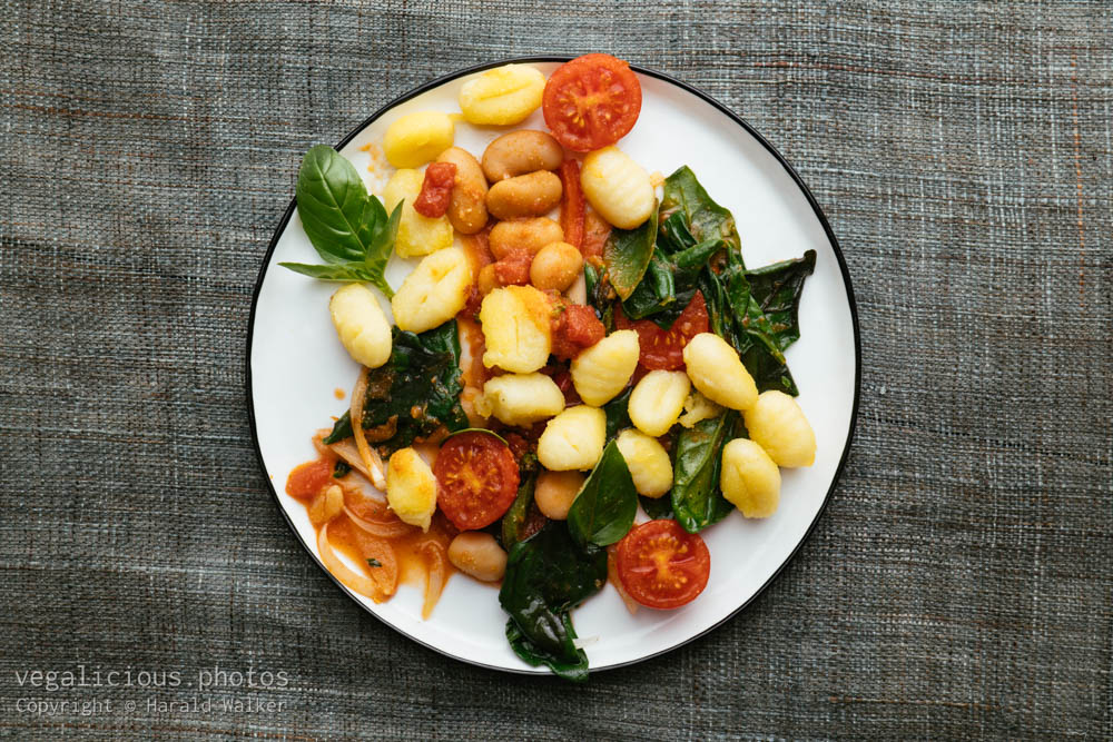 Stock photo of Gnocchi with Tomatoes, Spinach and Giant Beans