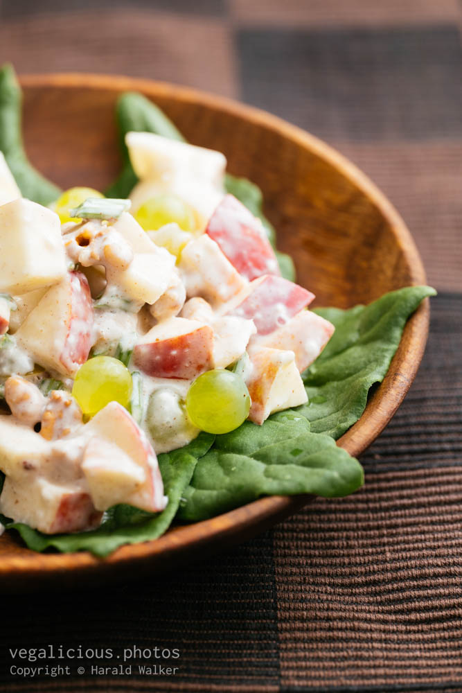Stock photo of Vegan Waldorf Salad on Spinach